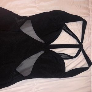 Black cut out mesh dress